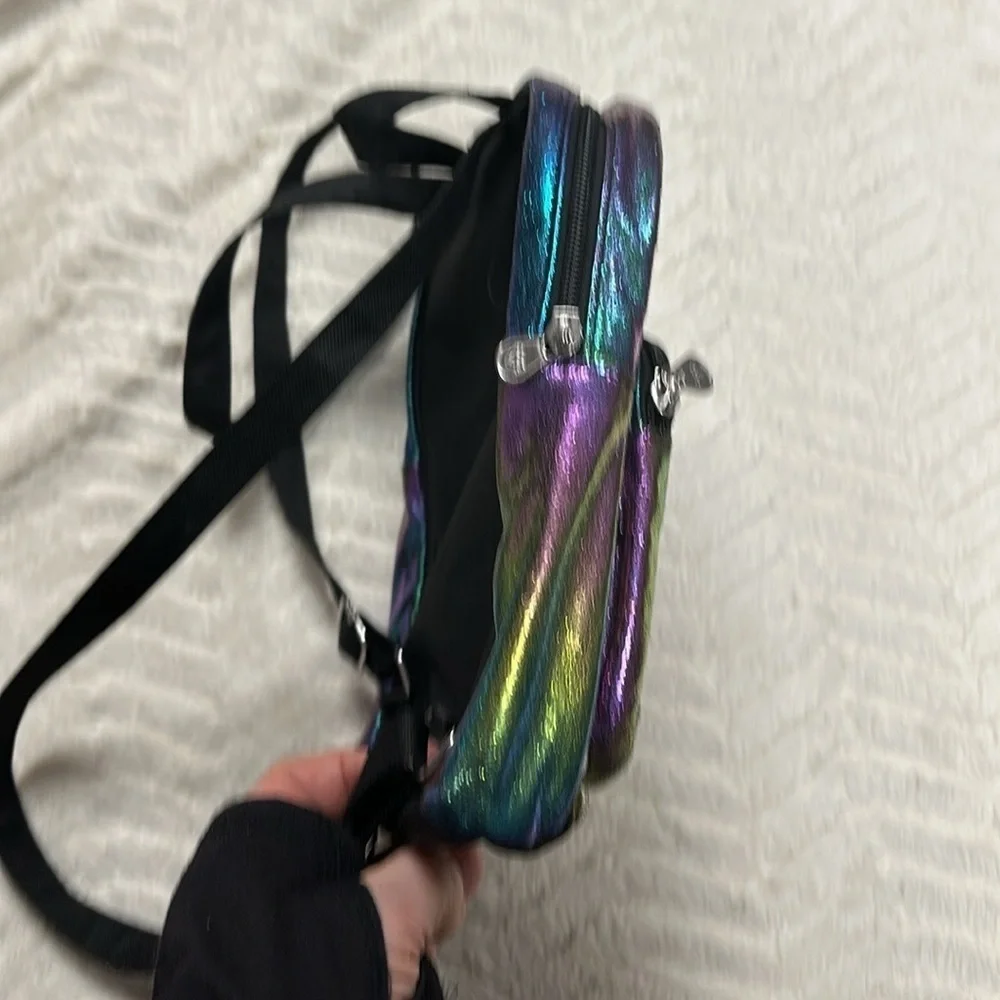 Justice Letter (D) fierce-brave-amazing iridescent color backpack EUC